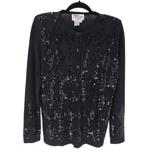 Regency collection for Joyce VTG Medium black sequin button up cardigan sweater